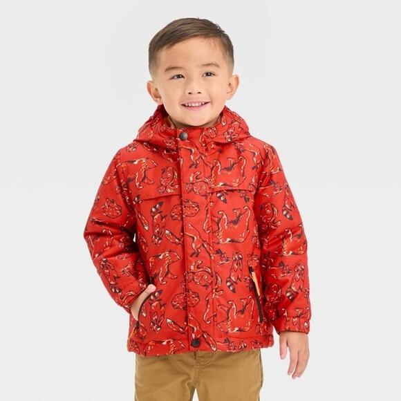 Cat and Jack 3 in 1 Jacket Boys 18 Months Orange Fleece Warm Winter Coat NEW - Picture 1 of 8